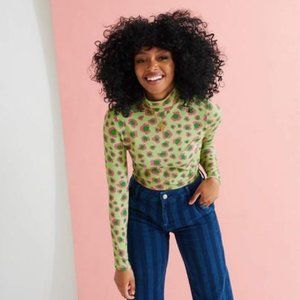 Saturday by Megan Ellaby Hazel Green & Pink Leopard Print High Neck Top